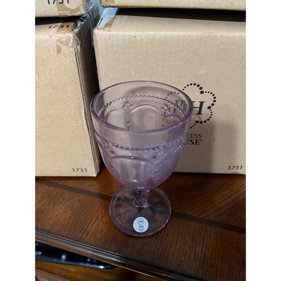 4 NEW Princess House Marbella Lilac Pedestal footed Water wine Glasses - Picture 2 of 4